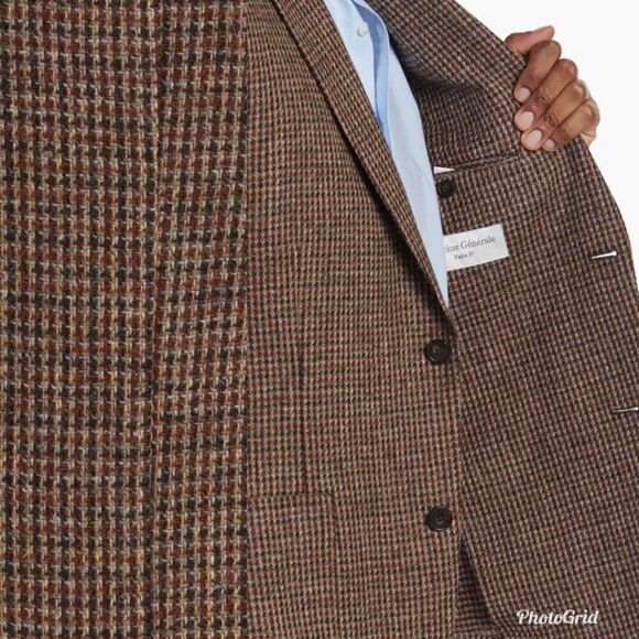 Officine Generale Men's Houndstooth 375 Wool Sport Coat Blazer Revolve - Picture 3 of 11